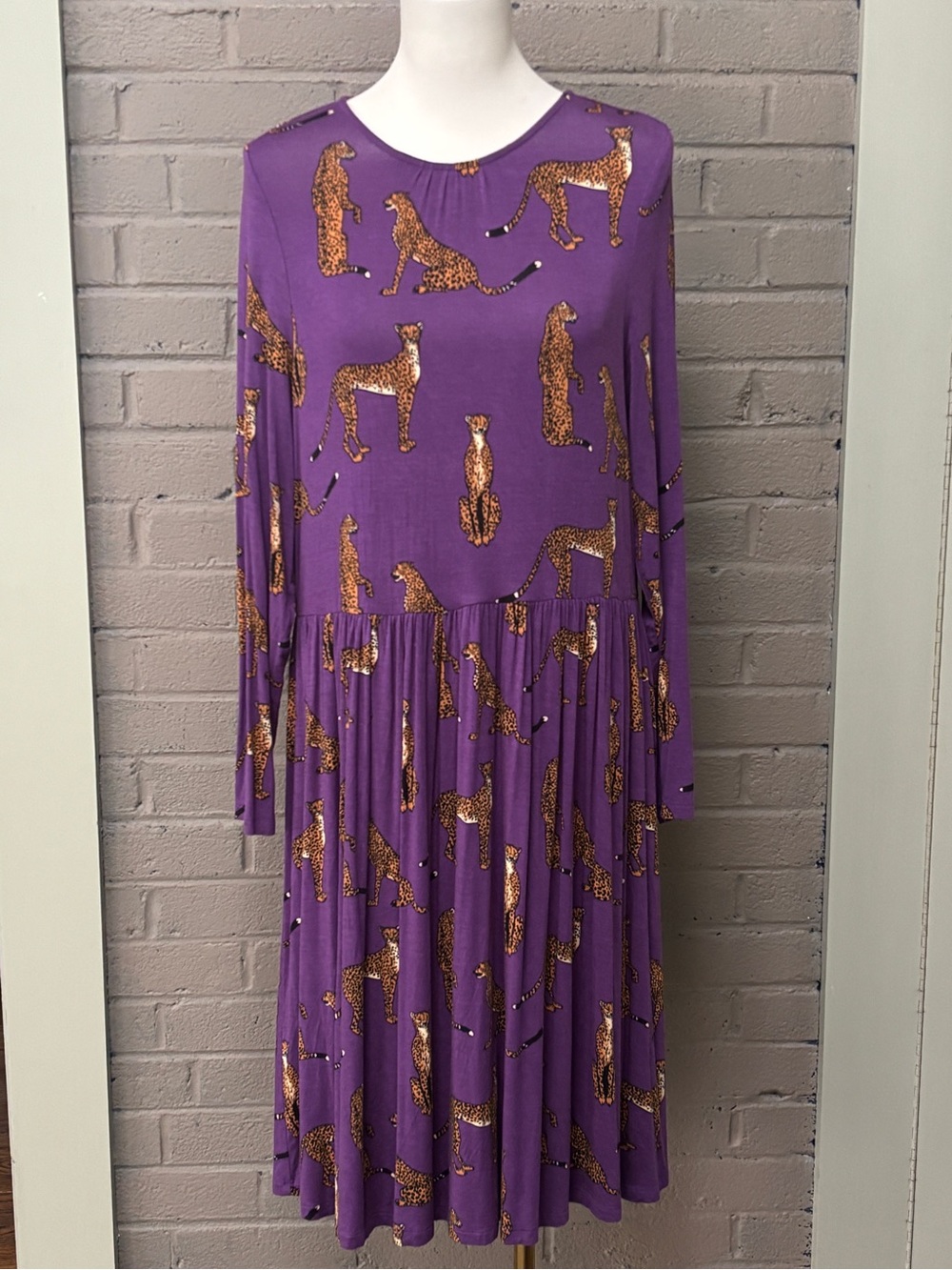 ModCloth Purple Cheetah print dress 1X ( runs small)